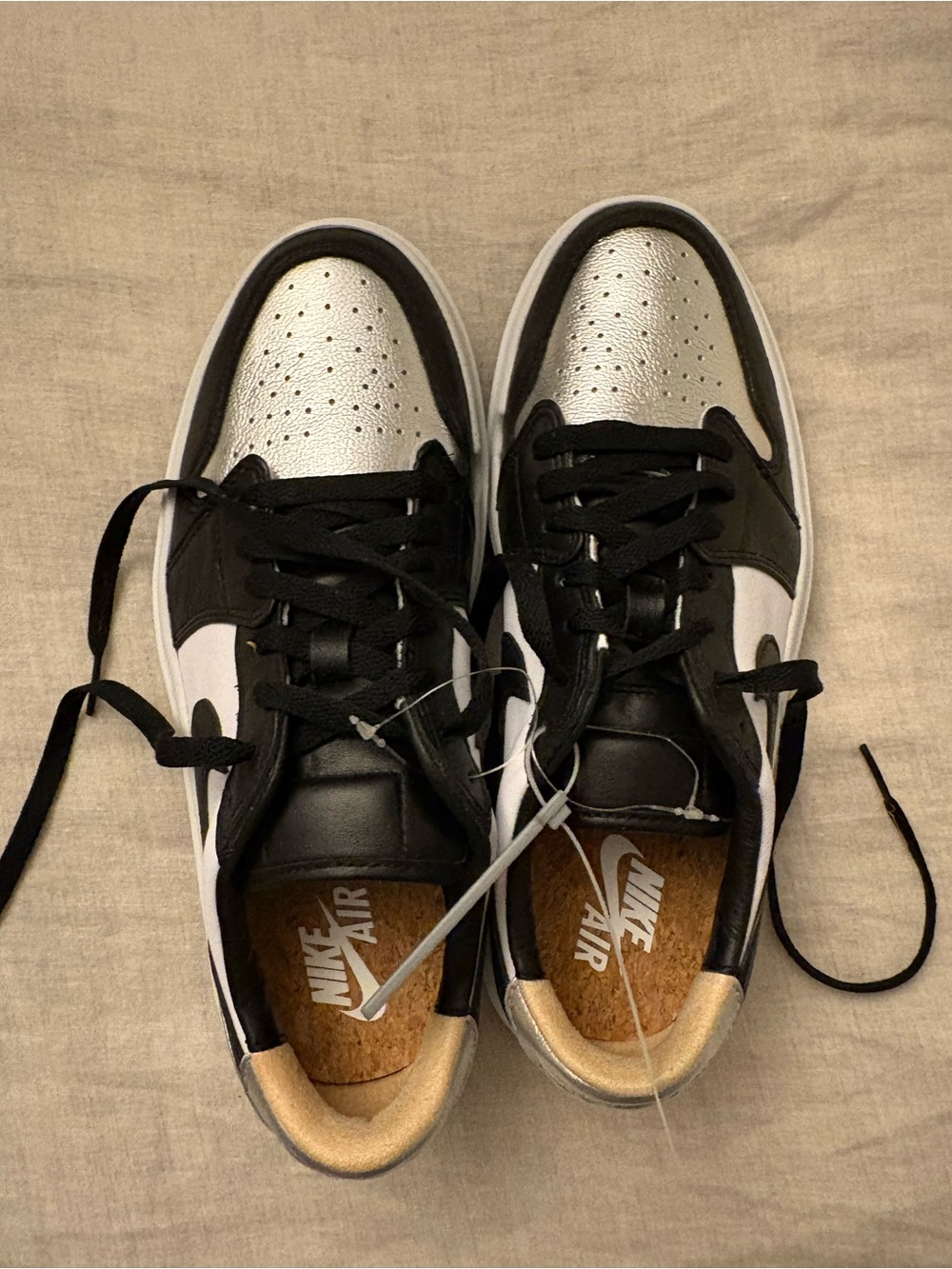 Nike Women’s Air Jordan 1 elevate silver toe size 10 Black, White and Silver